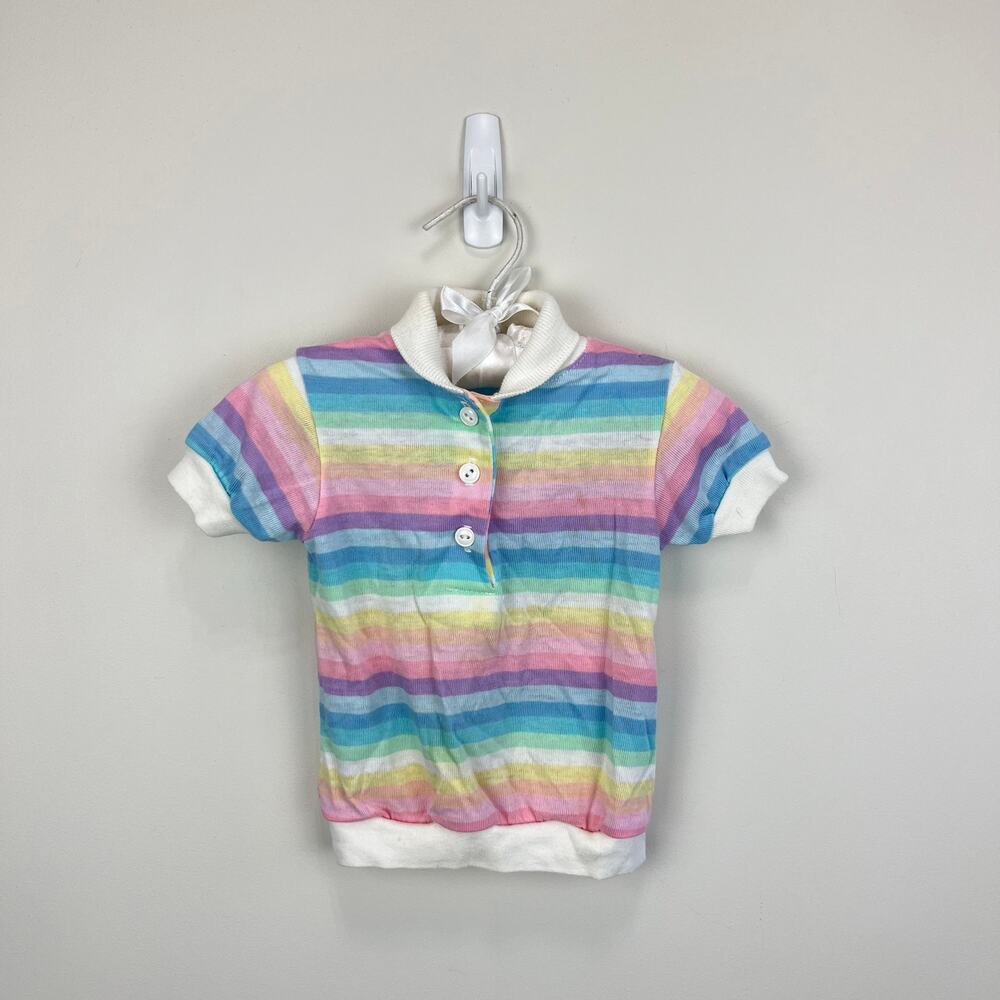 Vintage Carter's Pastel Rainbow Striped Polo Shirt 2T USA